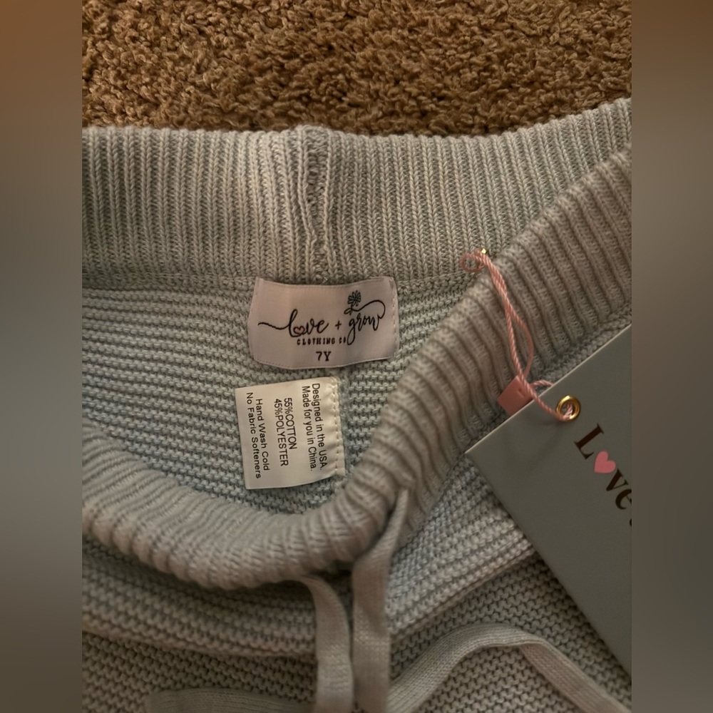 Love + Grow Light Blue Sweater Knit Pants - Picture 5 of 5